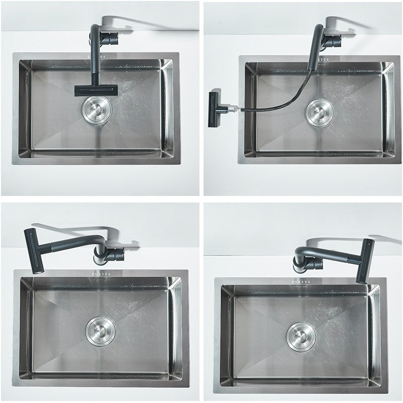Kitchen Faucet Flexible Pull Out Hot Rainfall Cold Water Mixer Tap 360° Kitchen Sink Faucets Deck installation
