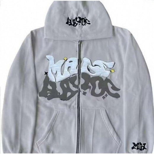 2024 Cross border E-commerce European and American Connection Trend Y2K Gothic Punk Hip Hop Fashion Zipper Digital Printing Hood