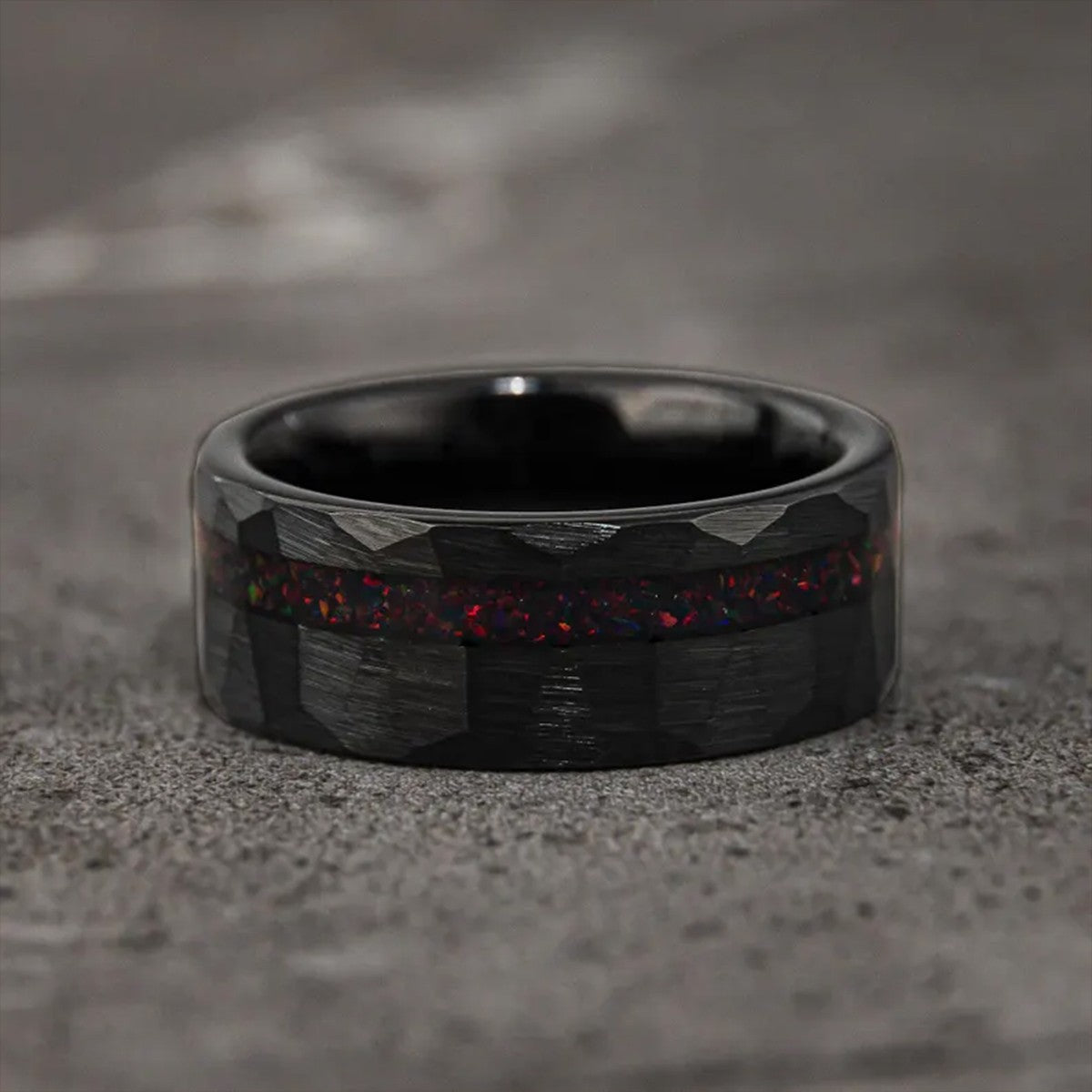 8MM Black Tungsten rings anillos bague homme pareja de compromiso fashion jewelry Men's wedding bands opal engagement rings gift