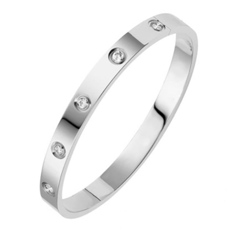 6mm 4mm Stainless Steel Bangles For Women Bracelets On Hand Lady Women's Fashion Jewelry Rhinestone Designer Gift Titanium Steel