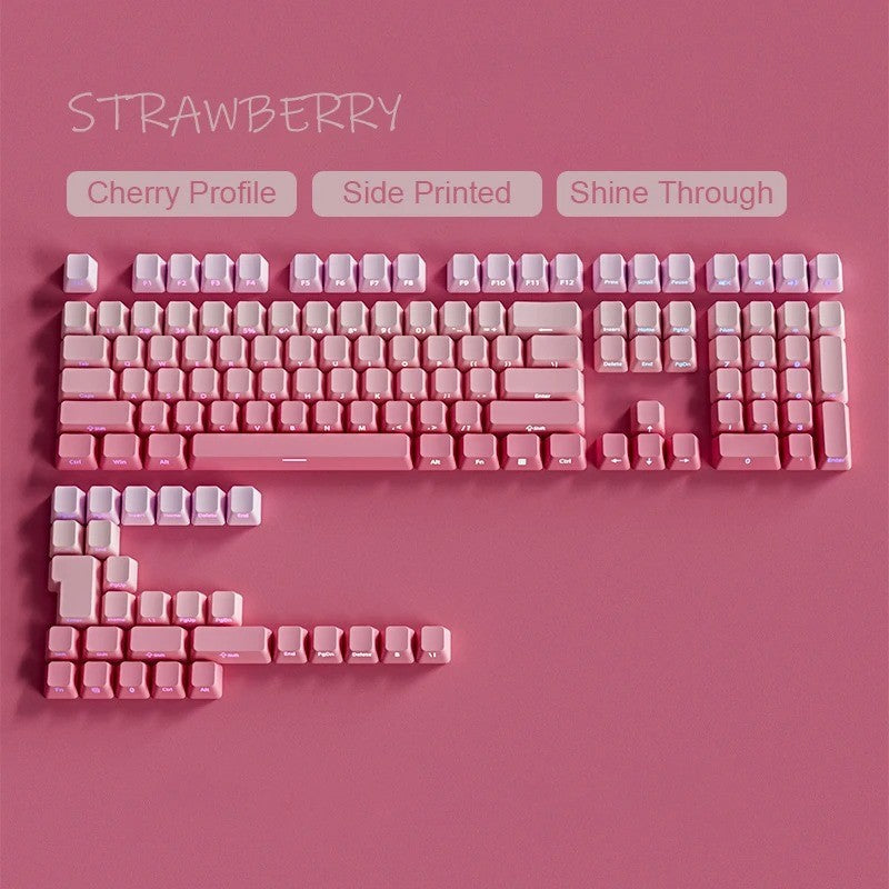 New 133 Keys Gradient Green Shine Through Keycaps Side Printed PBT Keycap Cherry Profile Double Shot for Mechanical Keyboards