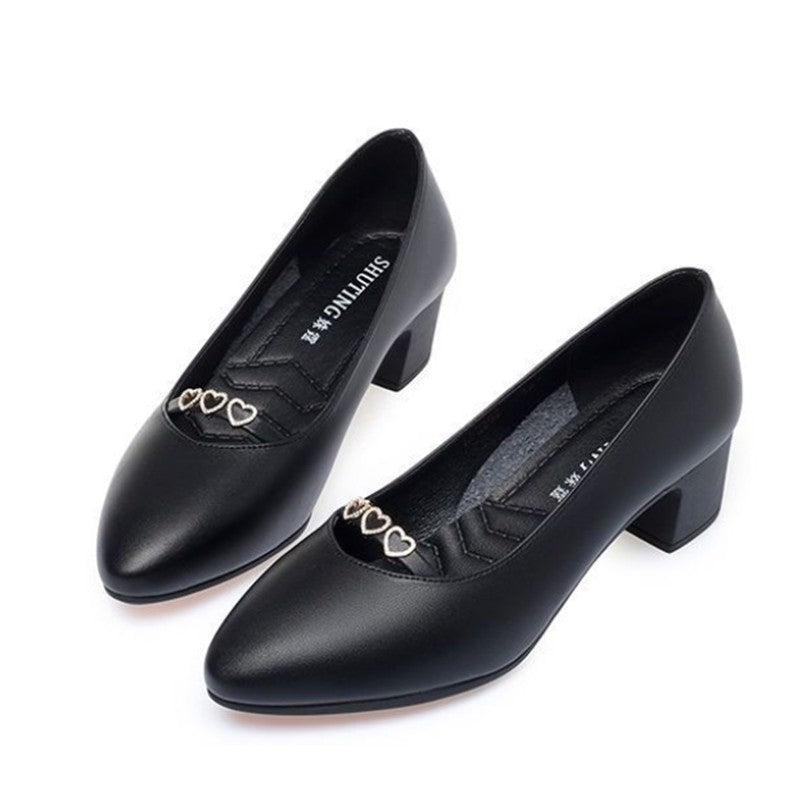 Women Sweet Light Weight Comfort Black Square Heel Shoes for Office Lady Sexy Party Red Pumps Classic Street & Work Shoes A19
