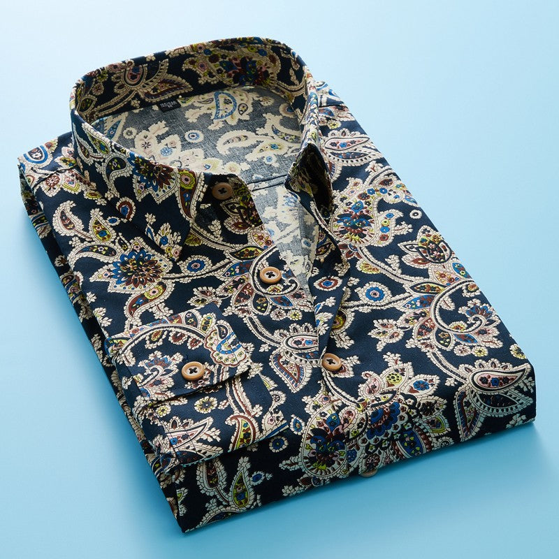 Size M- 5XL 2024 New Summer Mens Long Sleeve Hawaiian Shirts Cotton Casual Floral Shirts Wave Regular Mens Clothing Fashion CS11