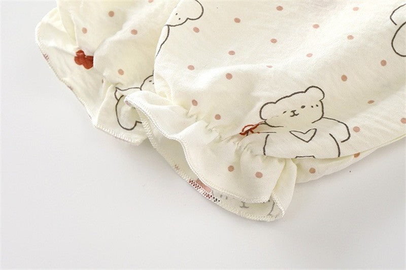 Kids Home Clothes 2Pcs Set Baby Loose Pajamas Fashion Girl Lace Floral Print Sleepwear Children Air Conditioner Long Sleeve Pant