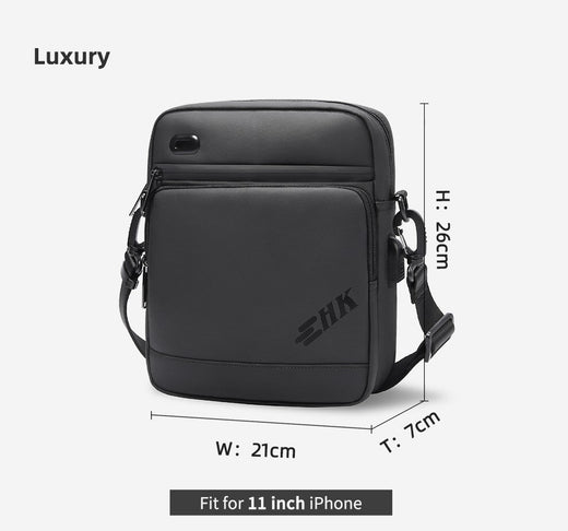 HK Casual Men's Shoulder Bag Large Crossbody Bag USB Charging Travel Sports Chest Bags Waterproof Sling Pack With Headphone Jack