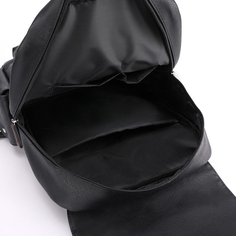 2023 Men Backpack PU Leather Bagpack Large Laptop Backpacks Male Mochilas Black Schoolbag For Teenagers Boys Brown Sac A Dos