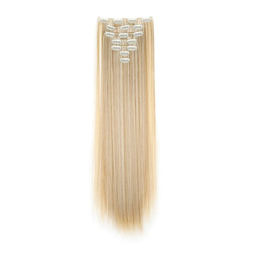 24Inch Synthetic 7Pcs/set Long Straight Hair Extension 16Clips Hairstyle Black Blonde Hairpiece extenciones para el cabello