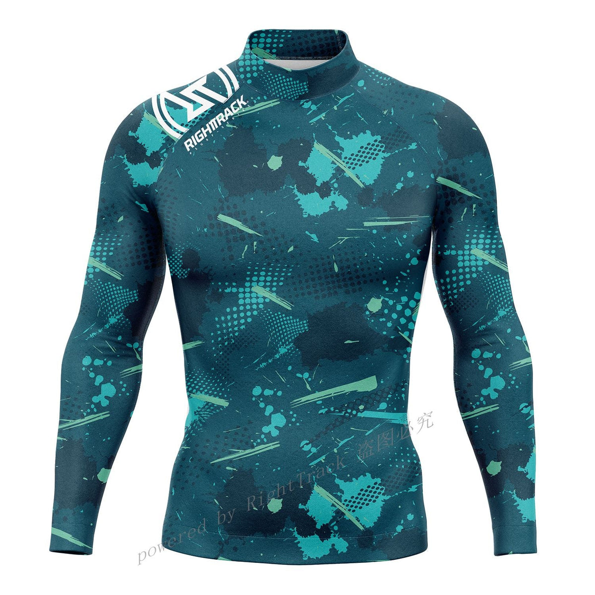 Hot Men's Surfing Shirt Energetic Camo Style Lycra Rashguard RIGHTTRACK For Surf Sportswear Beach UV Swimwear UPF50+ Clothes