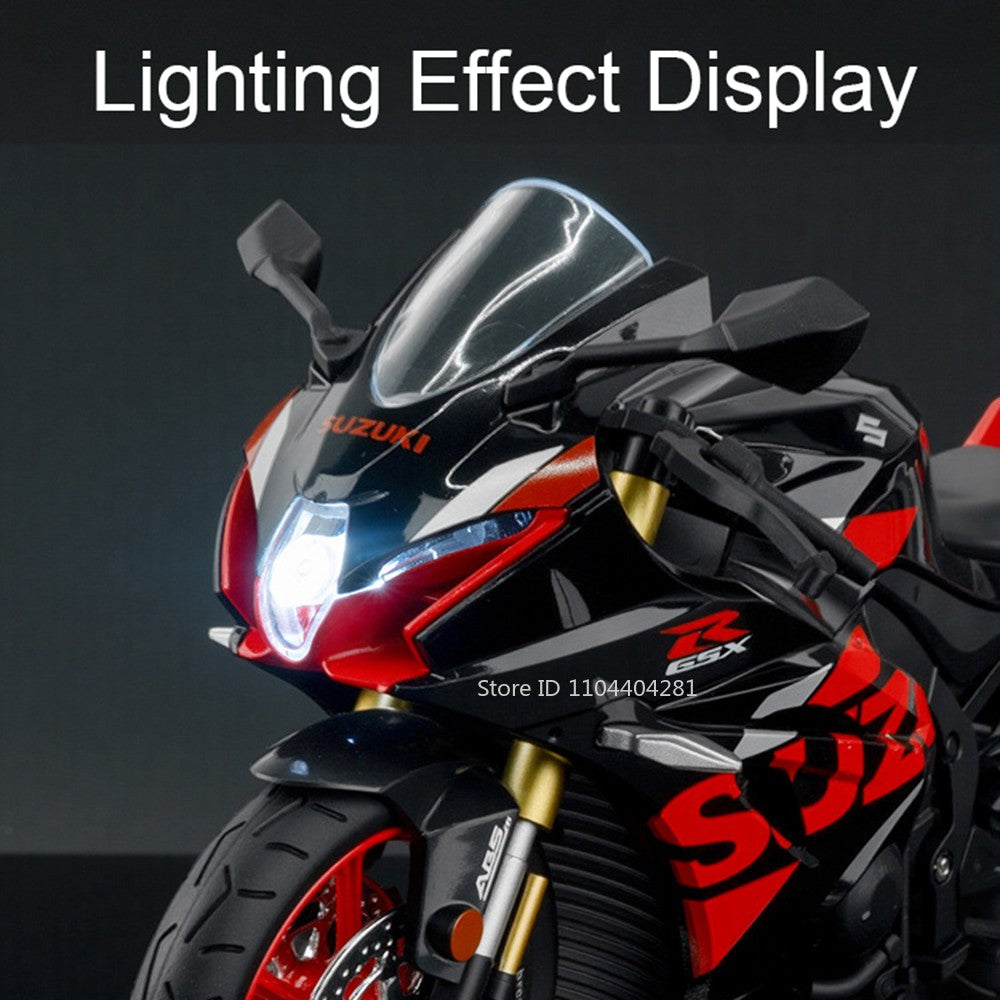 1:12 Suzuki GSX1000R R1250GS Alloy Diecast Toys Motorcycle Models Car with Light Shock Absorption Miniature Motorbike Boys Gifts