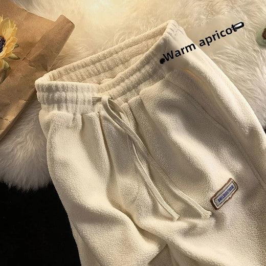 Lamb Velvet Thickened Fleece Women's Casual Pants Autumn Winter Warm Outdoor Wear Loose Fit Sports Trousers