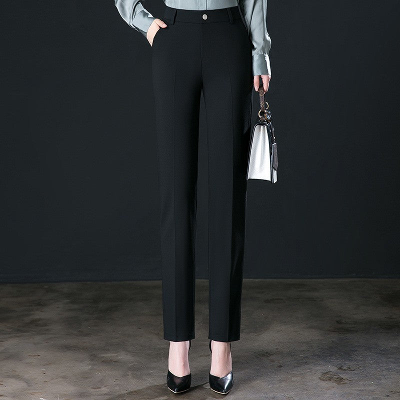 New Autumn Fashion Trousers Women's High Waisted Straight Suit Pants Loose Dress Pants Black Beige Grey Slacks Women Pantalones