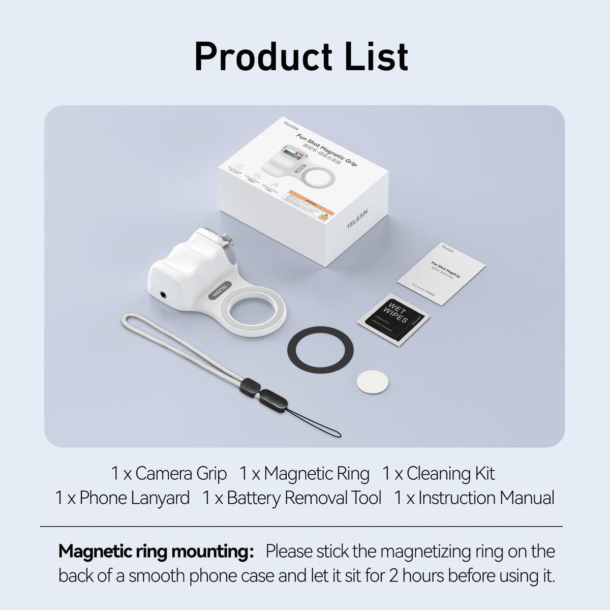Fun Shot Magnetic Grip, Ergonomic Style Phone Camera Grip with Detachable Remote, Expandable Functionality for iPhone/Android