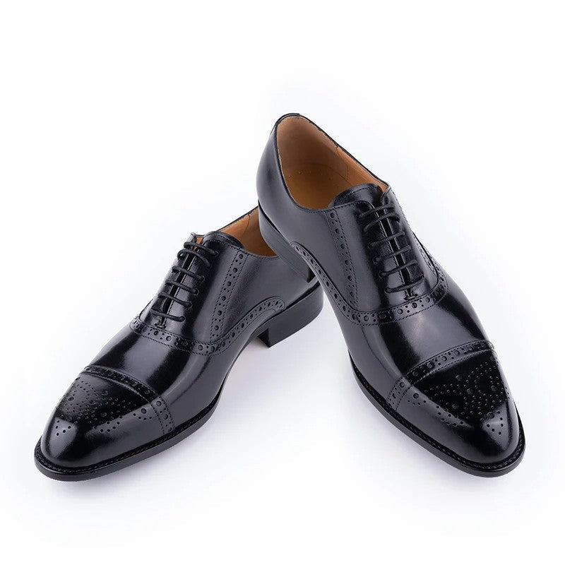 Classic Brogue Shoe Men's Business Suits Matches New Style Genuine Cowhide Handmade Formal Office Wedding Party Mans Dress Shoes
