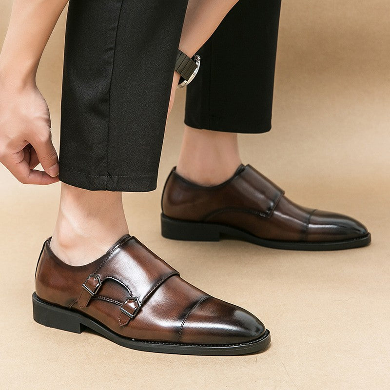 Large size men's three-point casual leather shoes men's leather business gentleman British style dress men Mengke shoes