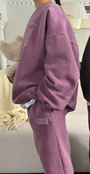 2025 Winter New Children Letter Tracksuit Outfits Boys Girls Fleece Sweatshirt + Pants 2pcs Suit Baby Warm Sports Clothes Set