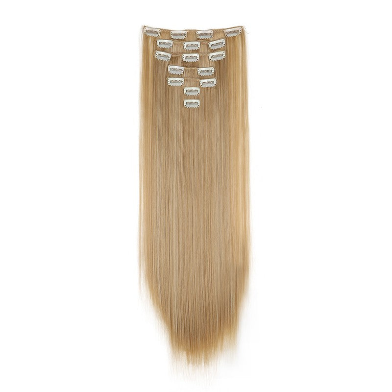 24Inch Synthetic 7Pcs/set Long Straight Hair Extension 16Clips Hairstyle Black Blonde Hairpiece extenciones para el cabello
