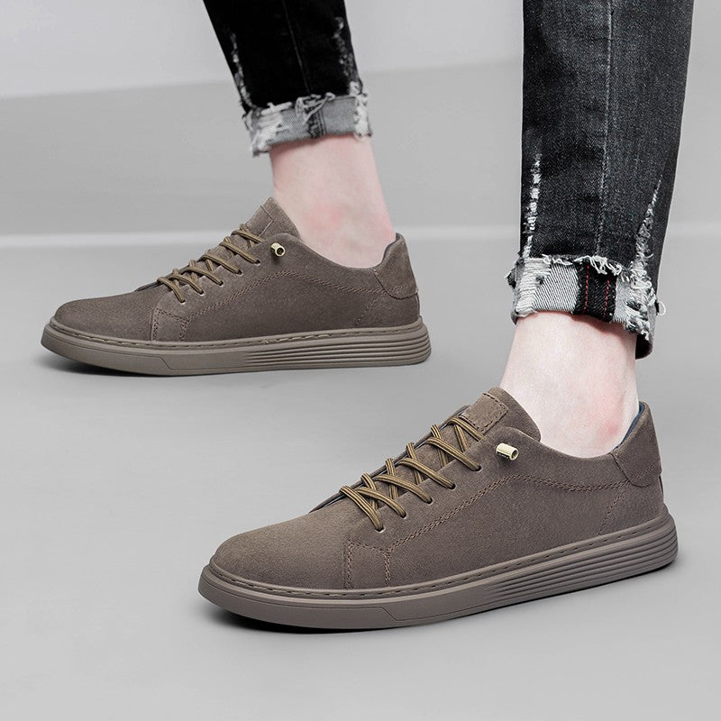 New Men's Suede Fashionable Lace-Up Casual Shoe Breathable And Comfortable Walking Shoe Anti -Slip And Wear-Resistant Flat Shoes