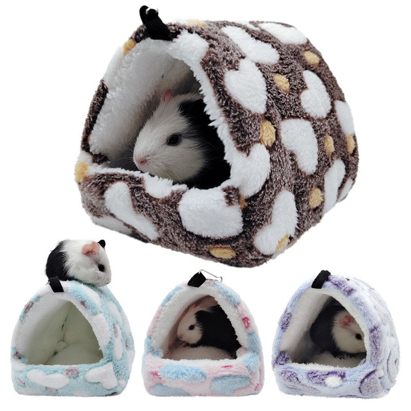 1PCS Coral Fleece Dot Printing Small Foam Pet House Hanging Hamster Bed For Small Animals Squirrel Parrot Cotton Nest