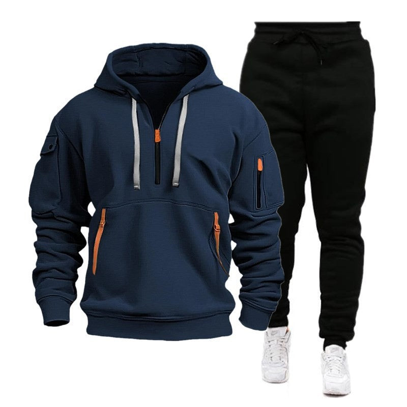 2025 Autumn and Winter Sports Sweater Set Men's Zipper Hoodie Set Sweater Pants Two-piece Set