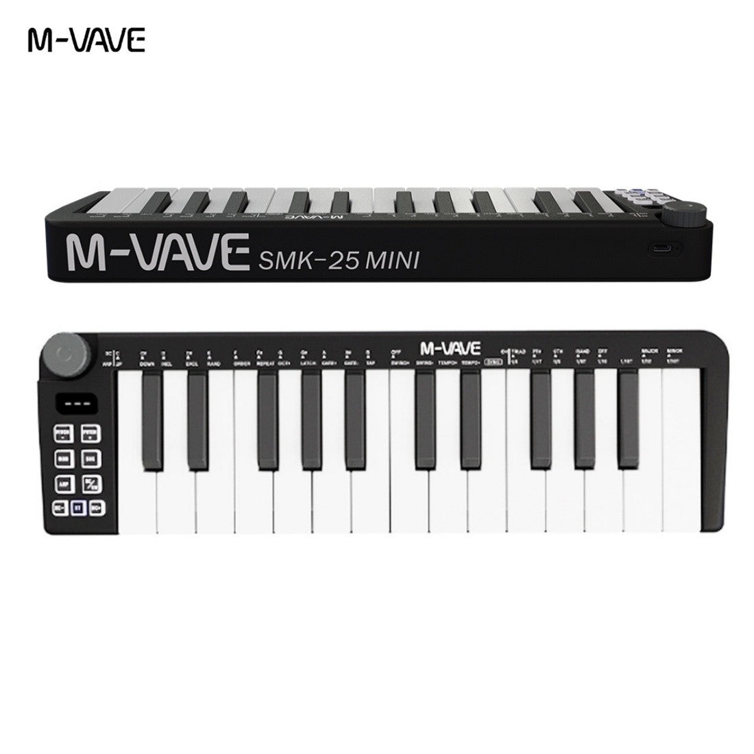 M-VAVE SMK-25 II MIDI Pad Controller Keyboard USB Mini 25 Key,16 RGB Drum Pads,8 Knobs and Music Production,Software Included
