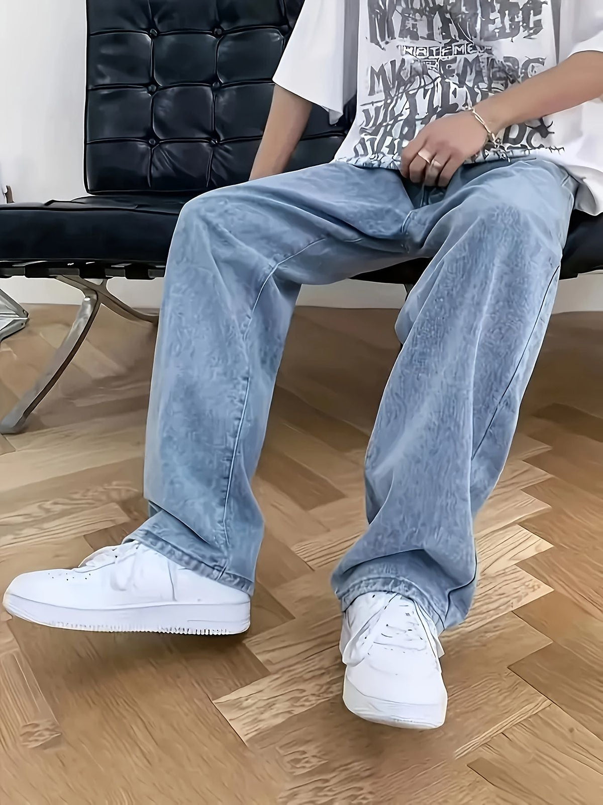 Men's stylish washed denim pants
