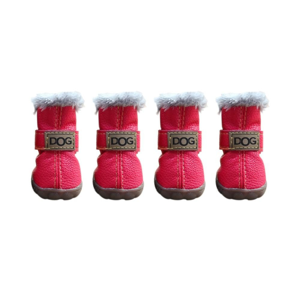 Dog Rainshoes Warm Pet Snow Boots Waterproof Soft Winter Pet Dog Shoes Plush/PU Non Slip for 4Pcs/Set Chihuahua