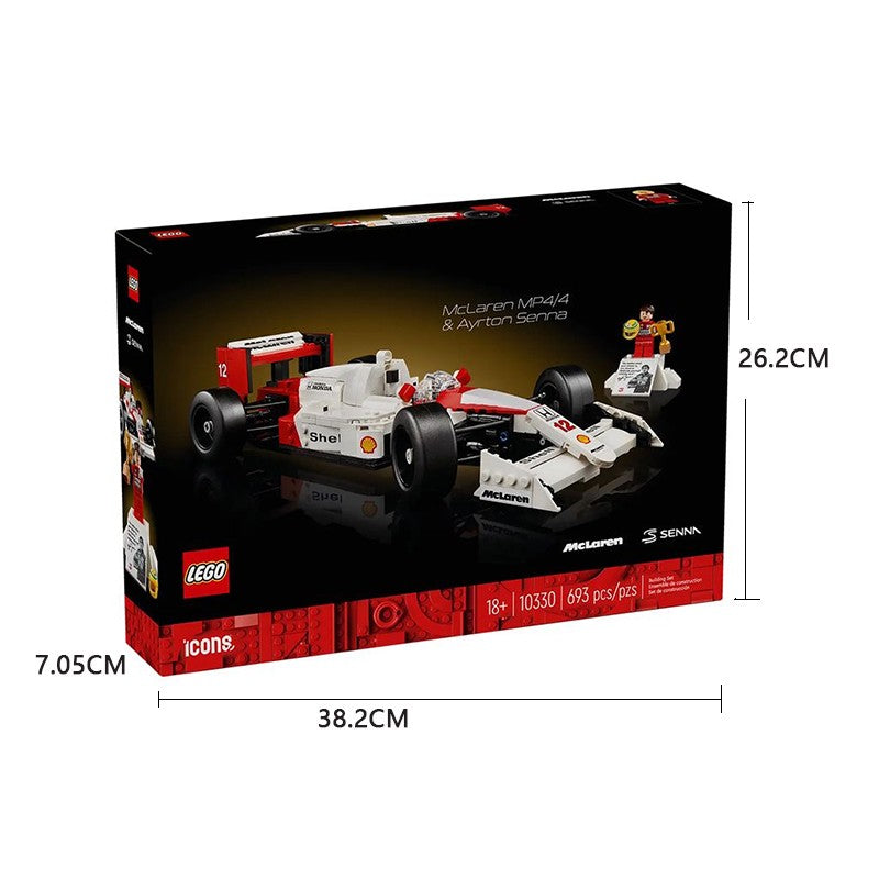 LEGO 10330 icon McLaren MP4/4 and Elton Senna mini character model car kit, suitable for Christmas gifts for ages 18 and above
