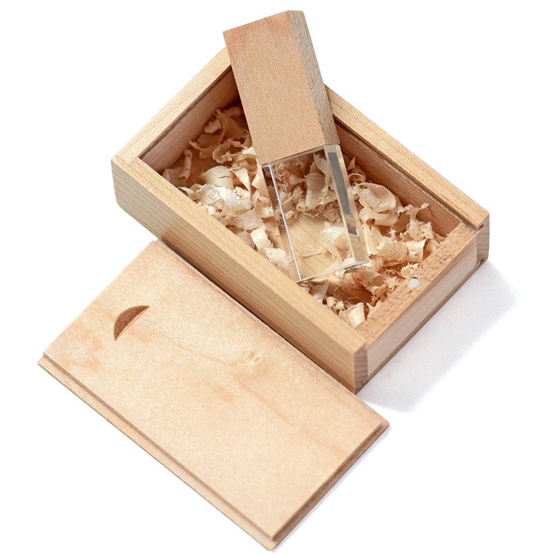 JASTER Wooden Crystal USB 2.0 Flash Drive 128GB Pretty Memory Stick With Walnut Wooden Box 64GB Wedding Gift Pen Drive 32GB 16GB