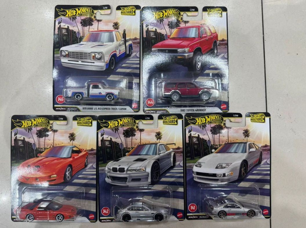 2026 New Hot Wheels Premium Boulevard 29 Nissan 300ZX/BMW M3 GTR Pontiac Toyota Dodge 1:64 Scale Diecast Model Cars Boy Gift