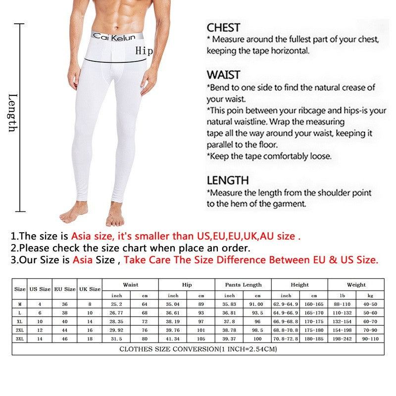 Men's Thermal Underwear Pants, Slim Leggings, Fleece Thickened Skinny Warm Long Pants, Men's Warm Pants For Autumn Winter