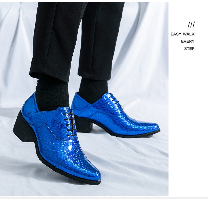 New pointed high-heeled shoes for men to increase business dress office men's shoes groom wedding wedding shoes