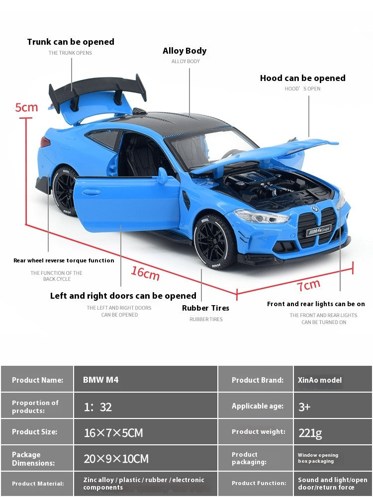 1/32 BMW M4 Coupe Sports Car Alloy Die Casting Model Collection Miniature Desktop Ornaments Miniauto Mini GT Holiday Gift Boy