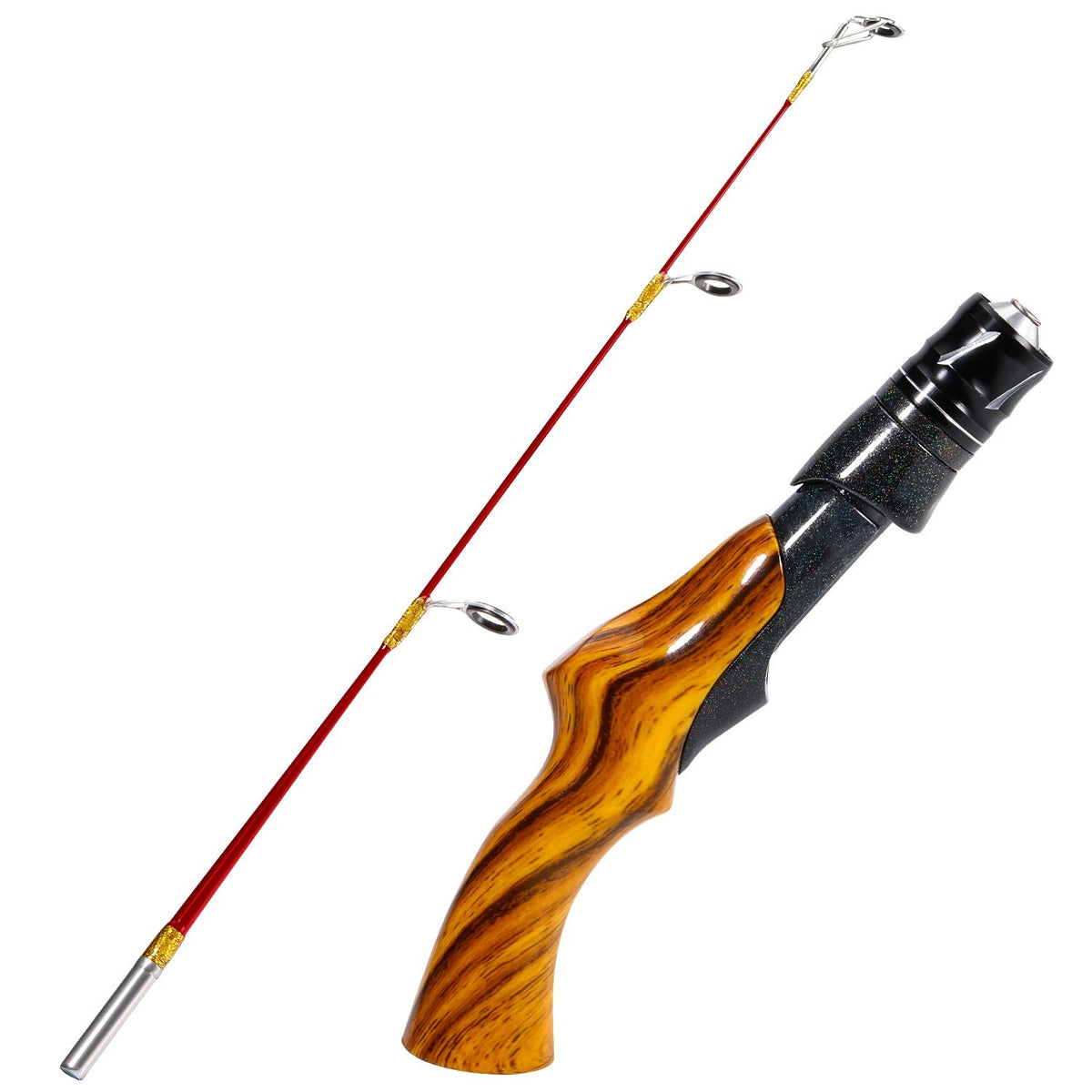 Sougayilang Ice Fishing Rod 2 Sections High Carbon Fiber Ice Rods with Power Two Rod Tips Max Drag 8Kg Fishing on The Ice