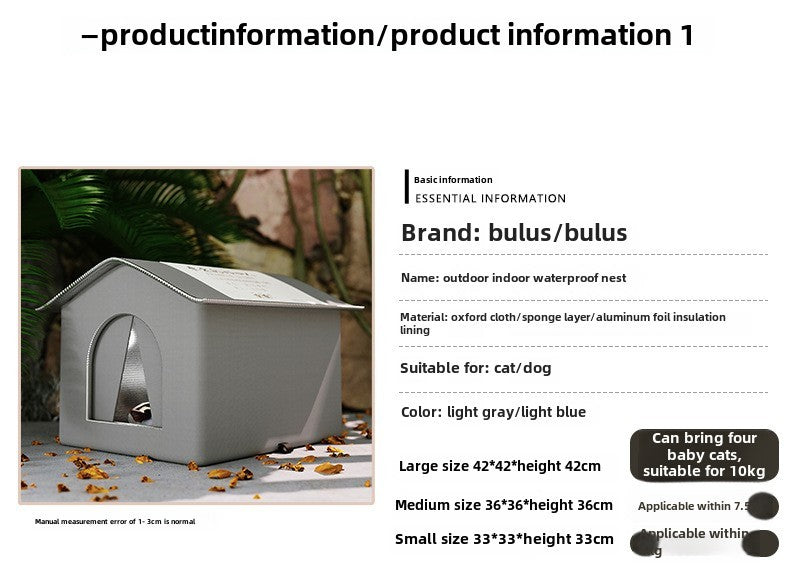 Stray Cat dog House Waterproof Outdoor Winter Warm Pet Cave Sleeping Beds Home Foldable Washable for Small Dog Puppy Supplies