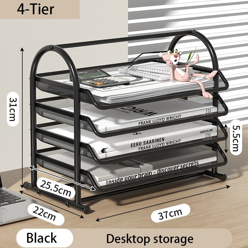 Mesh Letter Tray,Office Desk Paper Organizer with Sliding Trays for Desk Accessories, Office Supplies and File Storage, Black