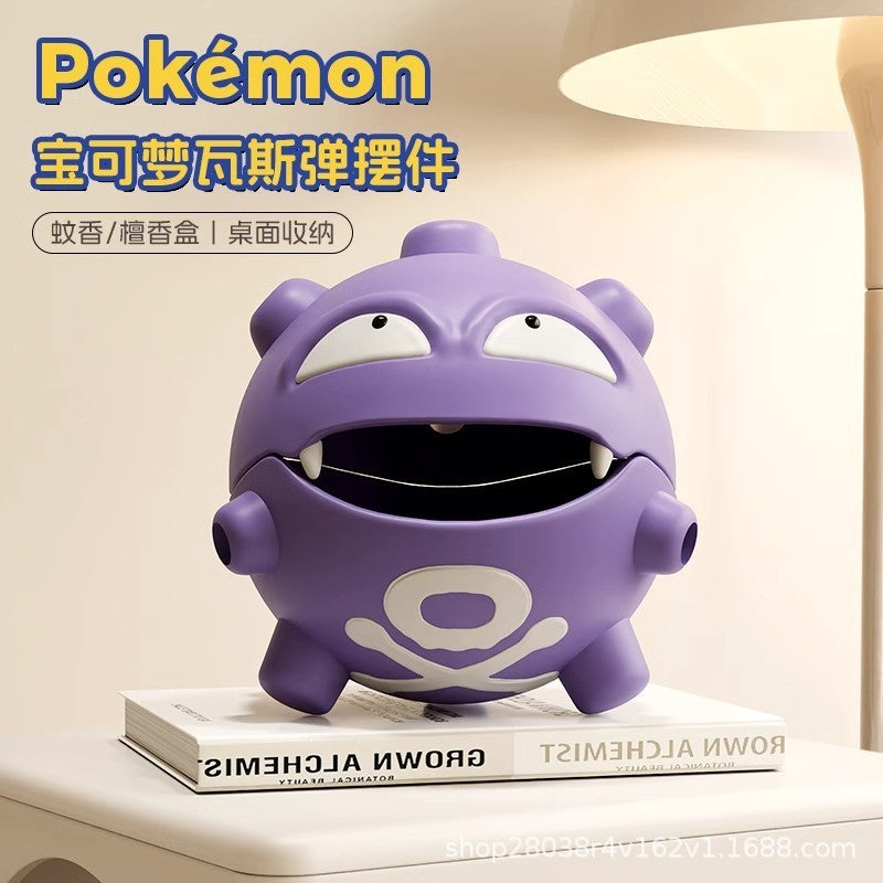 Cartoon Koffing Mosquito Coil Tray Anime Gastly Indoor Incense Holder Cute Bedroom Grimer Figure Desktop Car Decoration Gas Toy