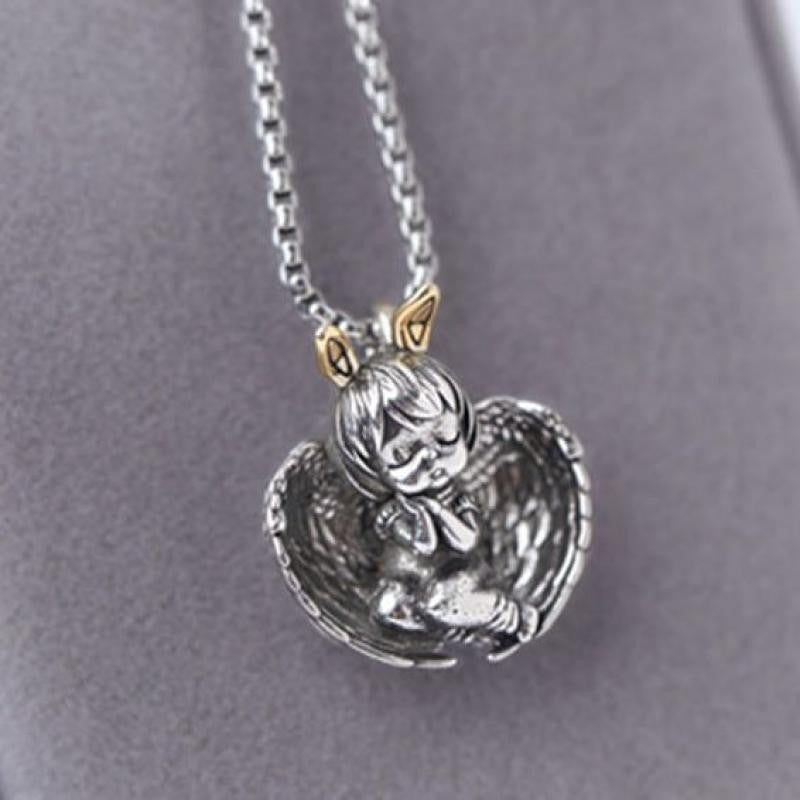 Silver-Plated Anime Mecha Beautiful Girl Girl Pendant Necklace Men and Women Hip-Hop Rock Punk Trendy Jewelry Gift