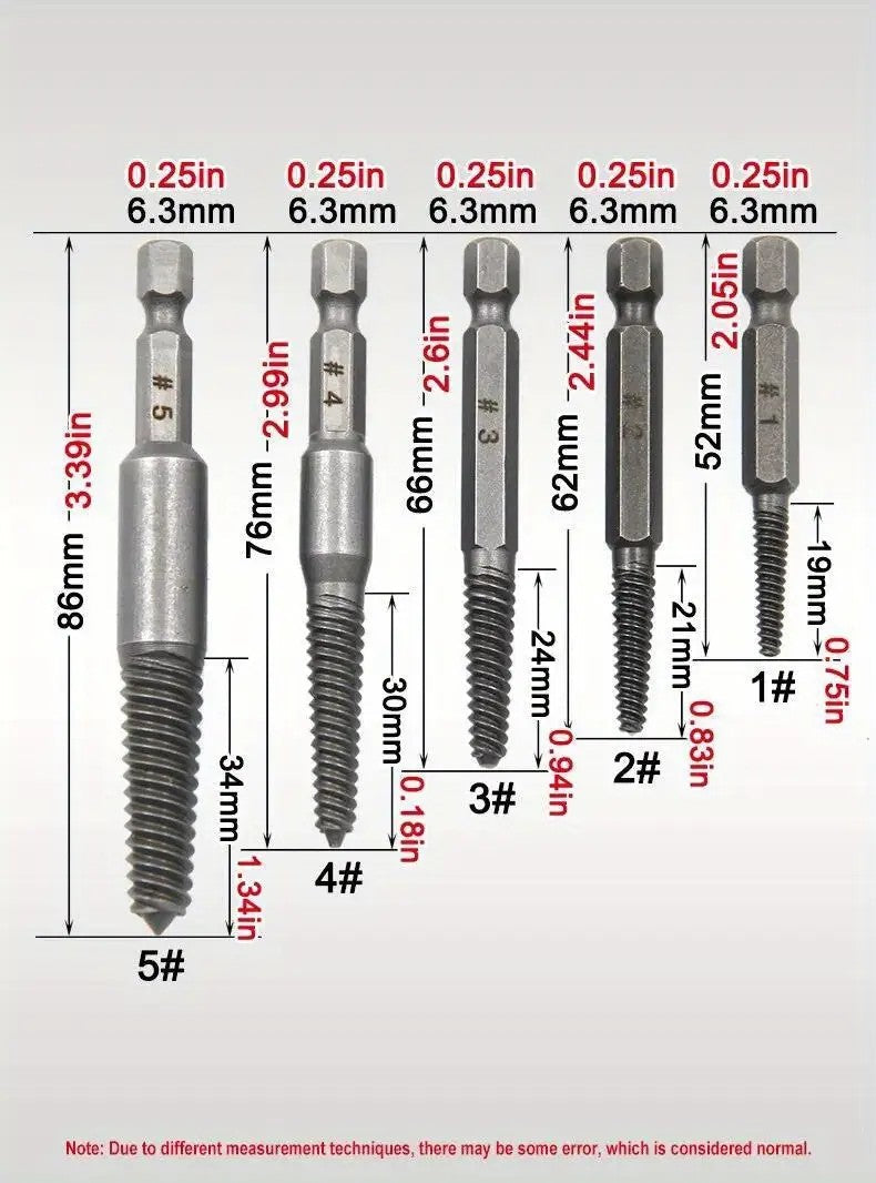 10pc Hexagonal Shank Broken Head Screw Extractor Screw Broken Head Screwdriver for Taking out Electric Drill Tool Set