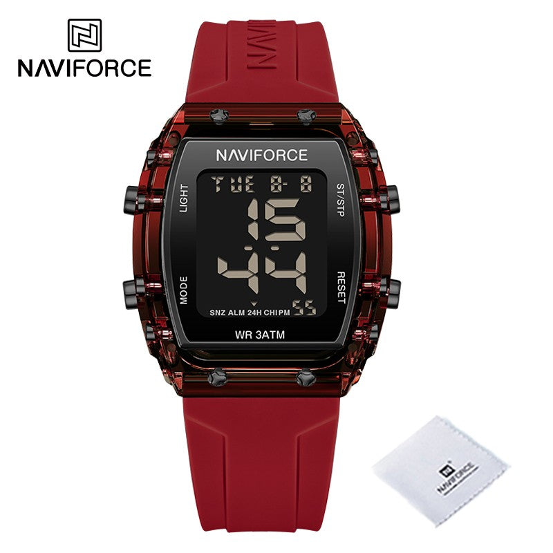 NAVIFORCE Watches for Woman LCD Digital Movement Female Clock Fashion 50m Waterproof Silicone Band Sport Electronic Wristwatches