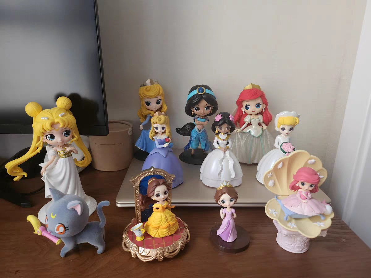 Bandai Disney The Little Mermaid Anime Qposket Characters Ariel Glitter Line Action Figure Collectible Model Toys Birthday Gift