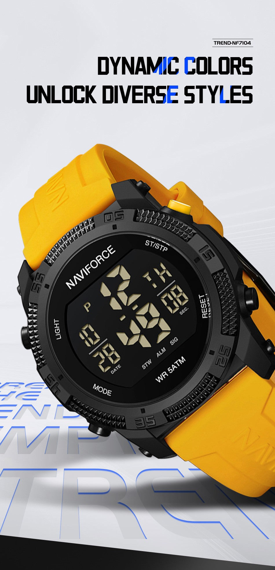 NAVIFORCE Brand Original Men Fashion Watch Water Resistant Personality Wristwatches Luxury Silicone Strap Electronic Clock 2024