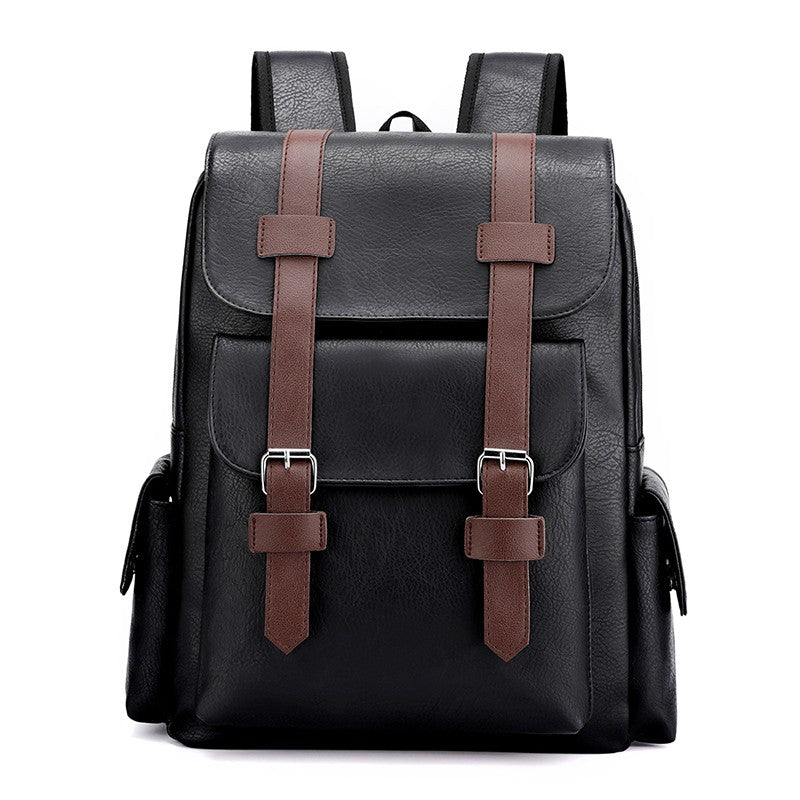 2023 Men Backpack PU Leather Bagpack Large Laptop Backpacks Male Mochilas Black Schoolbag For Teenagers Boys Brown Sac A Dos