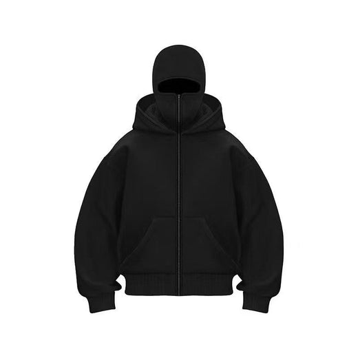 Men and women Balaclava Y2K Gothic Harajuku winter new item double hooded sweatshirt men's hooded mask zipper sportswear