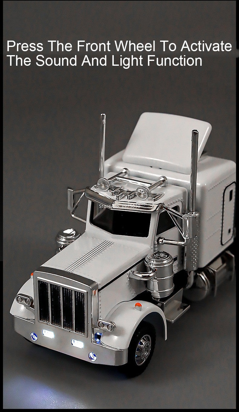 1:50 Alloy Heavy Trucks Toys Models Cars Container Vehicles Light Music Miniature Transport Car Rubber Tires Kids Gifts