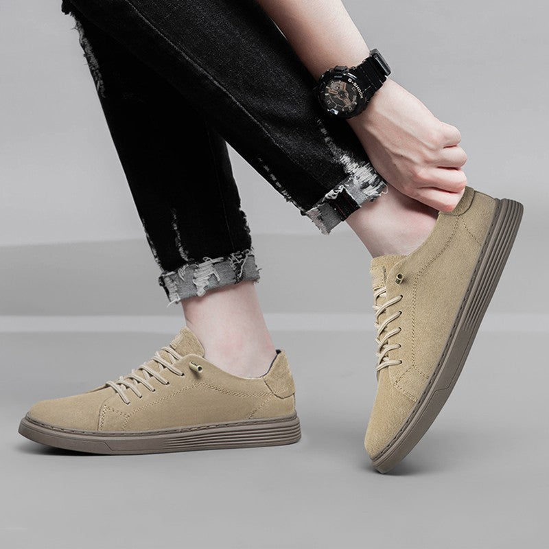 New Men's Suede Fashionable Lace-Up Casual Shoe Breathable And Comfortable Walking Shoe Anti -Slip And Wear-Resistant Flat Shoes