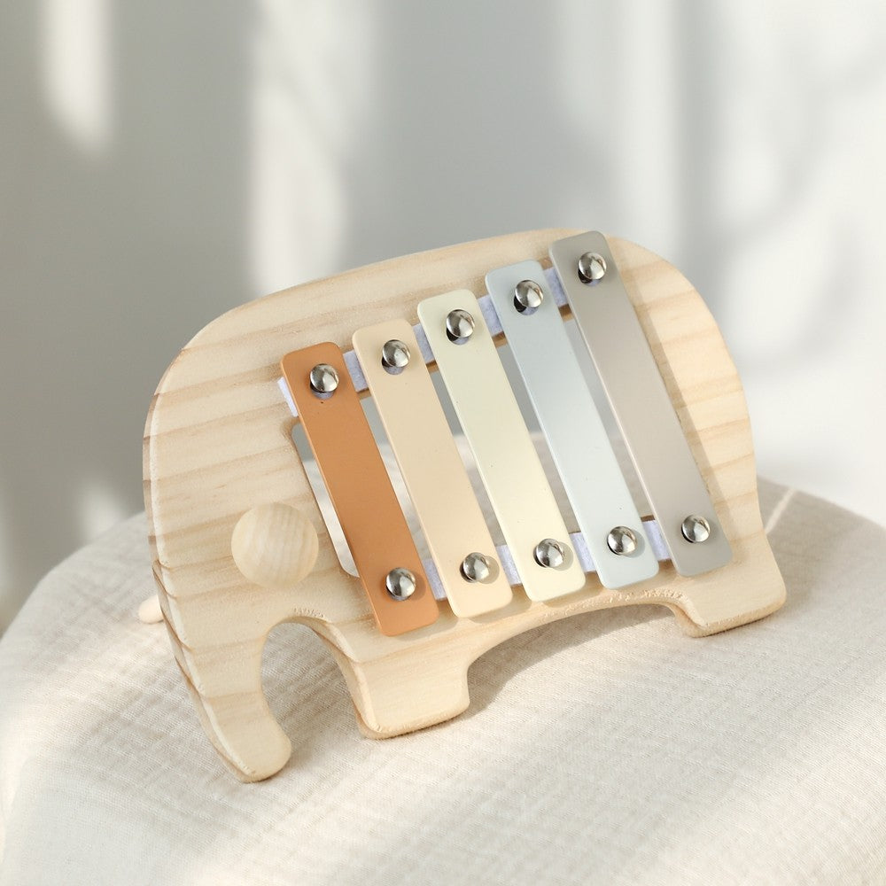 1pc Baby Wooden Rattle Wooden Elephant Xylophone Baby 0 3 Years Toys Make Sound Toys Music Rattle Wooden Kids Instruments Toys