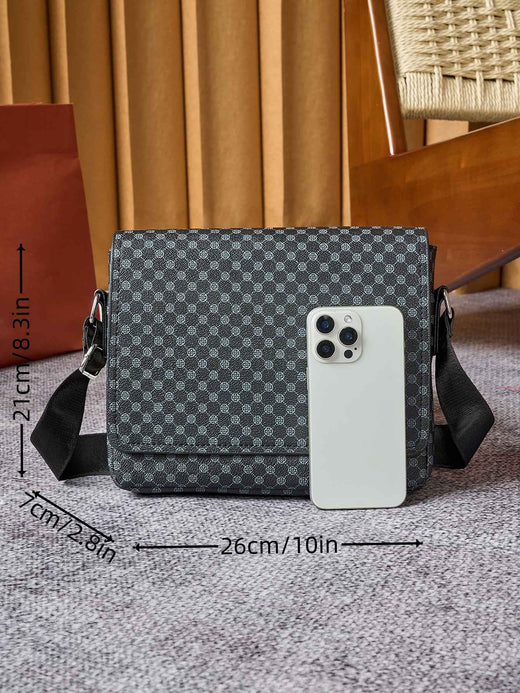 ??24cm Men's Crocodile Embossed Crossbody Bag - Slim Anti-Theft PU Sling Bag w/ Phone Pocket, Fits 10" Tablet & Passport