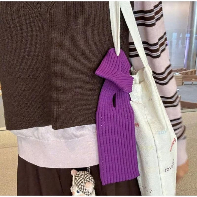 Knitted Phone Bag Scarf Style Unisex Crossbody Shoulder Phone Pouch Colorful Portable Slim Pocket Casual Phone Storage Accessory