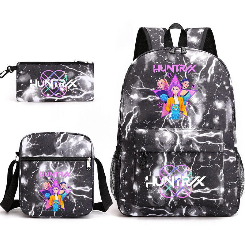 2026 KPop Demon Hunters Huntrix Print Student Backpack School Bags for Girls Pencil Case Set Anime Cartoon Girl'S Birthday Gift