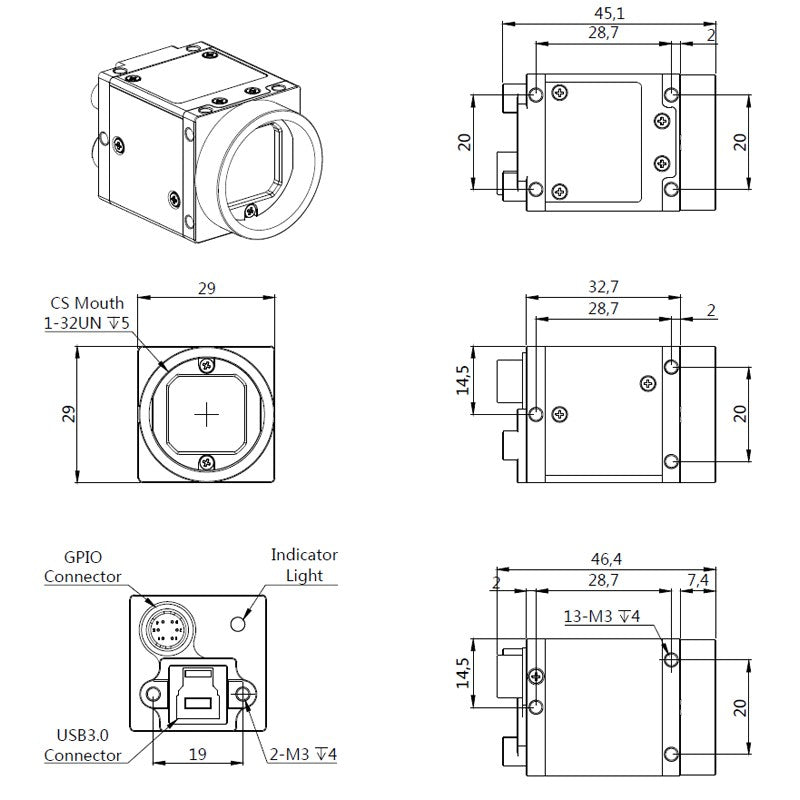 High Speed USB3.0 Machine Vision Industrial Digital Camera Color Scroll Shutter NIR With SDK Windows Linux